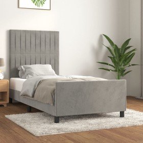 Estructura de cama sin colchón terciopelo gris claro 90x200 cm Estructura de cama sin colchón terciopelo gris claro 90x200 cm