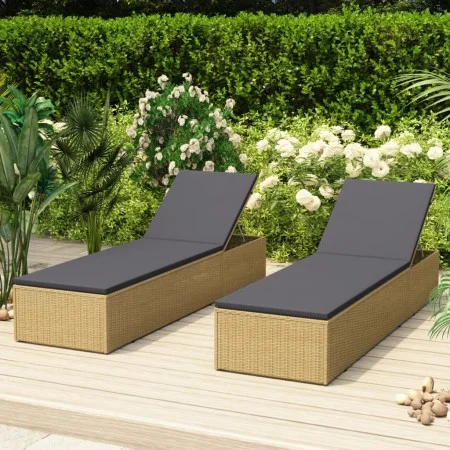 Braune und dunkelgraue Liege aus synthetischem Rattan von vidaXL, Liegen - Ref: Foro24-310146, Preis: 144,49 €, Rabatt: %