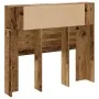 Cabecero armario madera ingeniería envejecida 120x19x104,5 cm by , Lockers and storage cabinets - Ref: Foro24-856878, Price: ...