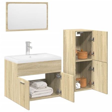 Juego de muebles de baño 4 pzas contrachapada roble Sonoma von , Badezimmermöbel - Ref: Foro24-3325008, Preis: 203,58 €, Raba...