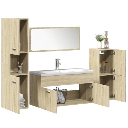 Juego de muebles de baño 5 pzas madera ingeniería roble Sonoma von , Badezimmermöbel - Ref: Foro24-3325003, Preis: 330,58 €, ...