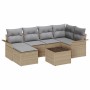 Conjunto de sofá de jardín con cojín 7 pcs Beige Poliratán
