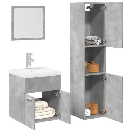 Juego muebles de baño 4 pzas madera contrachapada gris hormigón by , Bathroom furniture - Ref: Foro24-3324879, Price: 174,40 ...