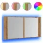 Armario y espejo LED madera ingeniería roble artisan 90x12x45cm de , Tocadores de baño - Ref: Foro24-856285, Precio: 69,94 €,...