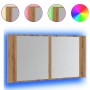 Armario y espejo LED madera ingeniería roble artisan 90x12x45cm von , Badezimmerwaschtische - Ref: Foro24-856285, Preis: 71,0...