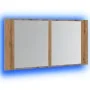 Armario y espejo LED madera ingeniería roble artisan 90x12x45cm de , Tocadores de baño - Ref: Foro24-856285, Precio: 69,94 €,...