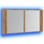 Armario y espejo LED madera ingeniería roble artisan 90x12x45cm von , Badezimmerwaschtische - Ref: Foro24-856285, Preis: 71,0...