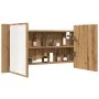Armario y espejo LED madera ingeniería roble artisan 90x12x45cm de , Tocadores de baño - Ref: Foro24-856285, Precio: 69,94 €,...