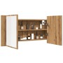 Armario y espejo LED madera ingeniería roble artisan 90x12x45cm von , Badezimmerwaschtische - Ref: Foro24-856285, Preis: 71,0...