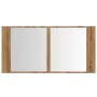 Armario y espejo LED madera ingeniería roble artisan 90x12x45cm de , Tocadores de baño - Ref: Foro24-856285, Precio: 69,94 €,...
