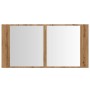 Armario y espejo LED madera ingeniería roble artisan 90x12x45cm von , Badezimmerwaschtische - Ref: Foro24-856285, Preis: 71,0...