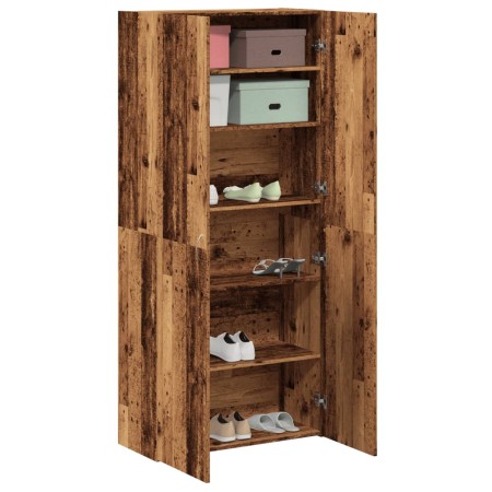 Mueble zapatero de madera ingeniería envejecida 80x35,5x180 cm by , Shoe racks and shoe organizers - Ref: Foro24-855818, Pric...