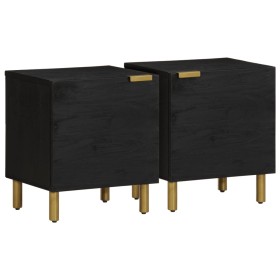 Mesitas de noche 2 uds madera maciza de mango negro 40x33x46 cm by , Nightstands - Ref: Foro24-4017645, Price: 94,88 €, Disco...