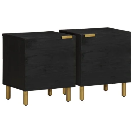 Mesitas de noche 2 uds madera maciza de mango negro 40x33x46 cm by , Nightstands - Ref: Foro24-4017645, Price: 93,64 €, Disco...