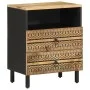 Mesita de noche madera maciza de mango rugosa negro 50x33x62 cm de , Mesitas de noche - Ref: Foro24-4018638, Precio: 94,13 €,...