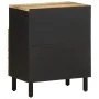 Mesita de noche madera maciza de mango rugosa negro 50x33x62 cm de , Mesitas de noche - Ref: Foro24-4018638, Precio: 94,13 €,...