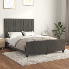 Estructura de cama sin colchón terciopelo gris oscuro 140x190cm Estructura de cama sin colchón terciopelo gris oscuro 140x190cm