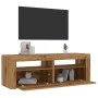 Mueble de TV luces LED madera roble artisan 120x35x40 cm by , TV Furniture - Ref: Foro24-856314, Price: 89,42 €, Discount: %