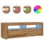 Mueble de TV luces LED madera roble artisan 120x35x40 cm by , TV Furniture - Ref: Foro24-856314, Price: 89,42 €, Discount: %