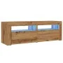 Mueble de TV luces LED madera roble artisan 120x35x40 cm by , TV Furniture - Ref: Foro24-856314, Price: 89,42 €, Discount: %