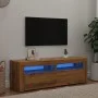 Mueble de TV luces LED madera roble artisan 120x35x40 cm by , TV Furniture - Ref: Foro24-856314, Price: 89,42 €, Discount: %