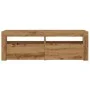 Mueble de TV luces LED madera roble artisan 120x35x40 cm by , TV Furniture - Ref: Foro24-856314, Price: 89,42 €, Discount: %