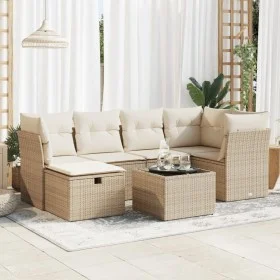 Set sofás de jardín 7 piezas y cojines ratán sintético beige by , Garden sets - Ref: Foro24-3325294, Price: 478,39 €, Discoun...