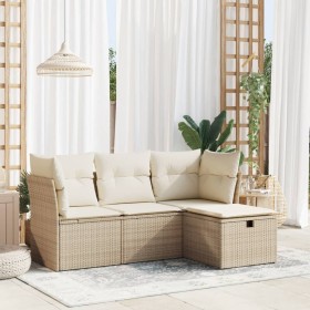 Juego de sofás jardín con cojines 4 pzas ratán sintético beige de , Conjuntos de jardín - Ref: Foro24-3325254, Precio: 311,80 €