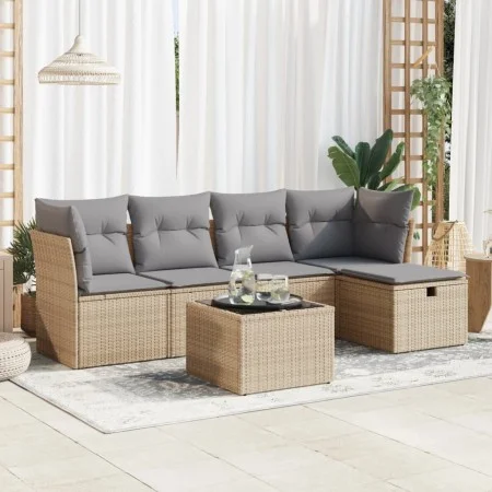 Juego de sofás jardín con cojines 6 pzas ratán sintético beige von , Gartensets - Ref: Foro24-3325275, Preis: 353,93 €, Rabat...