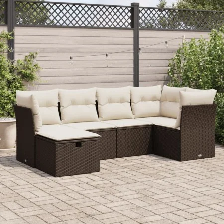 Set sofás de jardín 6 piezas y cojines ratán sintético marrón by , Garden sets - Ref: Foro24-3325289, Price: 404,08 €, Discou...