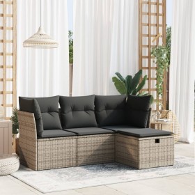 Set de sofás de jardín 4 pzas y cojines ratán sintético gris von , Gartensets - Ref: Foro24-3325256, Preis: 245,34 €, Rabatt: %