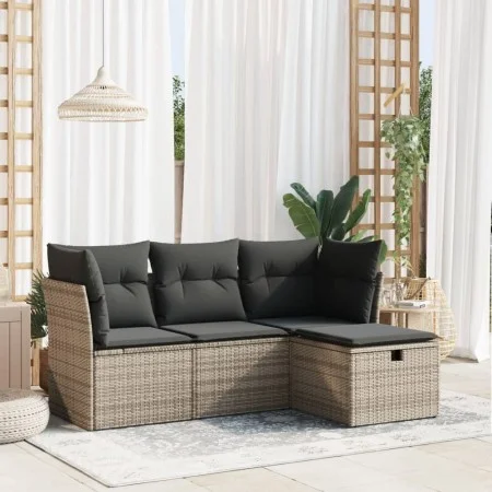 Set de sofás de jardín 4 pzas y cojines ratán sintético gris von , Gartensets - Ref: Foro24-3325256, Preis: 242,35 €, Rabatt: %