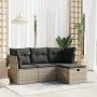 Set de sofás de jardín 4 pzas y cojines ratán sintético gris von , Gartensets - Ref: Foro24-3325256, Preis: 242,35 €, Rabatt: %