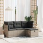 Set de sofás de jardín 4 pzas y cojines ratán sintético gris by , Garden sets - Ref: Foro24-3325256, Price: 245,04 €, Discoun...