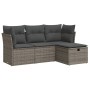 Set de sofás de jardín 4 pzas y cojines ratán sintético gris by , Garden sets - Ref: Foro24-3325256, Price: 245,04 €, Discoun...