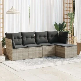 Set de sofás jardín y cojines 5 pzas ratán sintético gris claro by , Garden sets - Ref: Foro24-3325268, Price: 338,50 €, Disc...