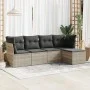Set de sofás jardín y cojines 5 pzas ratán sintético gris claro von , Gartensets - Ref: Foro24-3325268, Preis: 338,50 €, Raba...