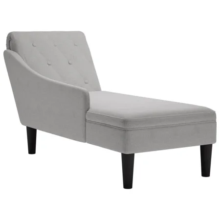Tumbona con almohada y reposabrazo derecho tela gris nube by , Daybeds - Ref: Foro24-4009770, Price: 152,70 €, Discount: %