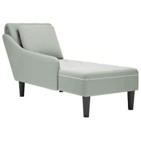 Tumbona almohada y reposabrazo derecho terciopelo gris claro by , Daybeds - Ref: Foro24-4009772, Price: 125,94 €, Discount: %
