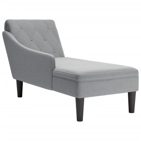 Tumbona con almohada y reposabrazo derecho tela gris claro by , Daybeds - Ref: Foro24-4009843, Price: 151,12 €, Discount: %