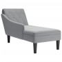 Tumbona con almohada y reposabrazo derecho tela gris claro by , Daybeds - Ref: Foro24-4009843, Price: 155,11 €, Discount: %