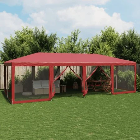 Carpa para fiestas con 12 paredes de malla HDPE rojo 8x4 m by , tents - Ref: Foro24-4010075, Price: 207,60 €, Discount: %
