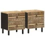 Mesitas de noche 2 uds madera mango rugosa negro 40x33,5x46 cm by , Nightstands - Ref: Foro24-4018627, Price: 136,62 €, Disco...
