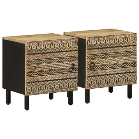 Mesitas de noche 2 uds madera mango rugosa negro 40x33,5x46 cm de , Mesitas de noche - Ref: Foro24-4018625, Precio: 69,74 €, ...