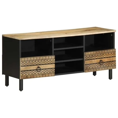 Mueble de TV madera maciza de mango rugosa negro 100x33,5x46 cm von , CD- und DVD-Speicher - Ref: Foro24-4018646, Preis: 83,7...