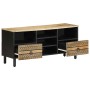 Mueble de TV madera maciza de mango rugosa negro 100x33,5x46 cm by , CD and DVD storage - Ref: Foro24-4018646, Price: 84,58 €...