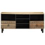 Mueble de TV madera maciza de mango rugosa negro 100x33,5x46 cm by , CD and DVD storage - Ref: Foro24-4018646, Price: 84,58 €...