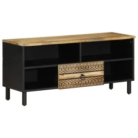 Mueble de TV madera maciza de mango rugosa negro 100x33,5x46 cm by , CD and DVD storage - Ref: Foro24-4018644, Price: 72,75 €...