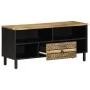 Mueble de TV madera maciza de mango rugosa negro 100x33,5x46 cm von , CD- und DVD-Speicher - Ref: Foro24-4018644, Preis: 72,7...