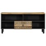 Mueble de TV madera maciza de mango rugosa negro 100x33,5x46 cm by , CD and DVD storage - Ref: Foro24-4018644, Price: 73,48 €...